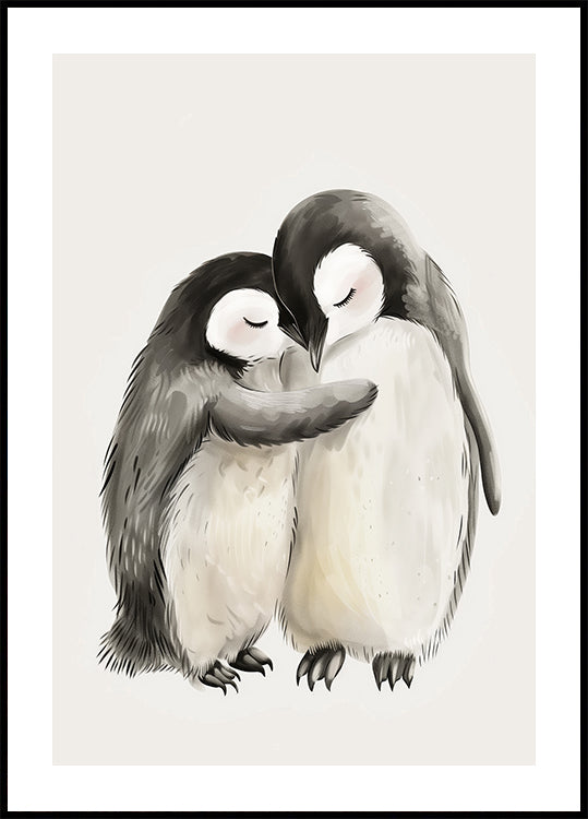 Hugging Baby Penguins Poster