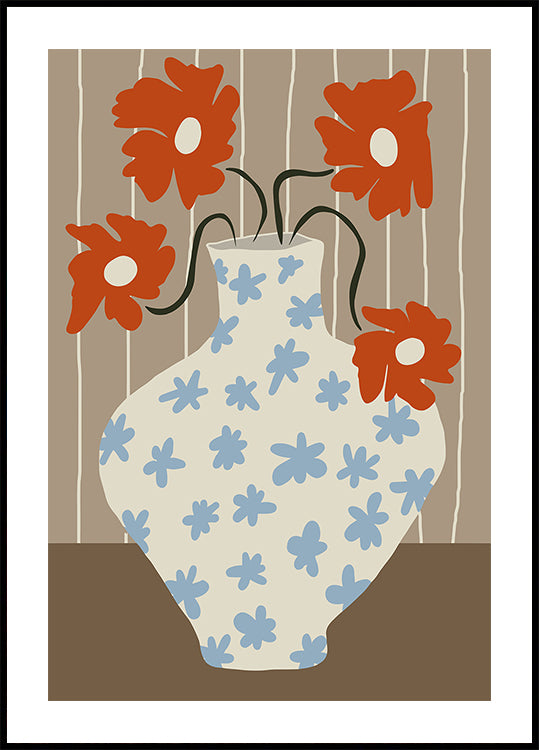 Vintage floral pottery Poster