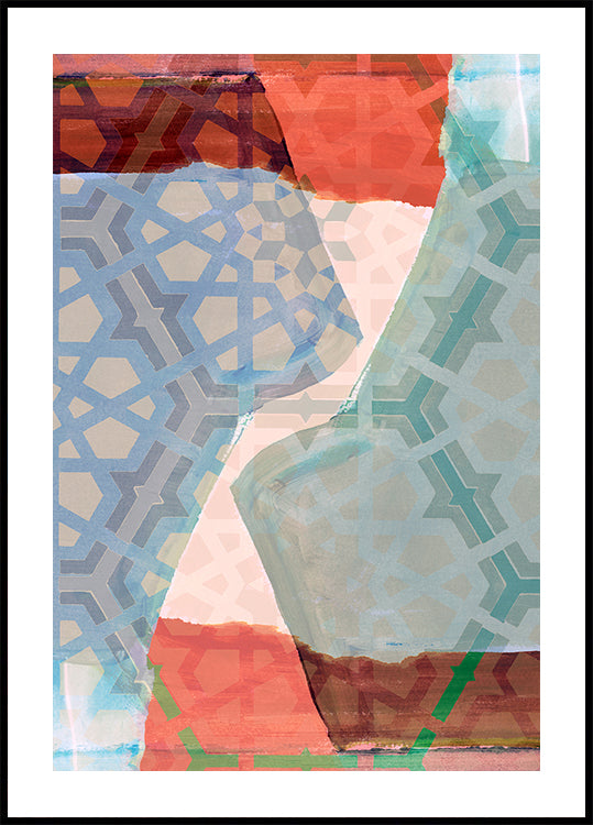 Overlapping Geometric Patterns in Soft Hues Poster