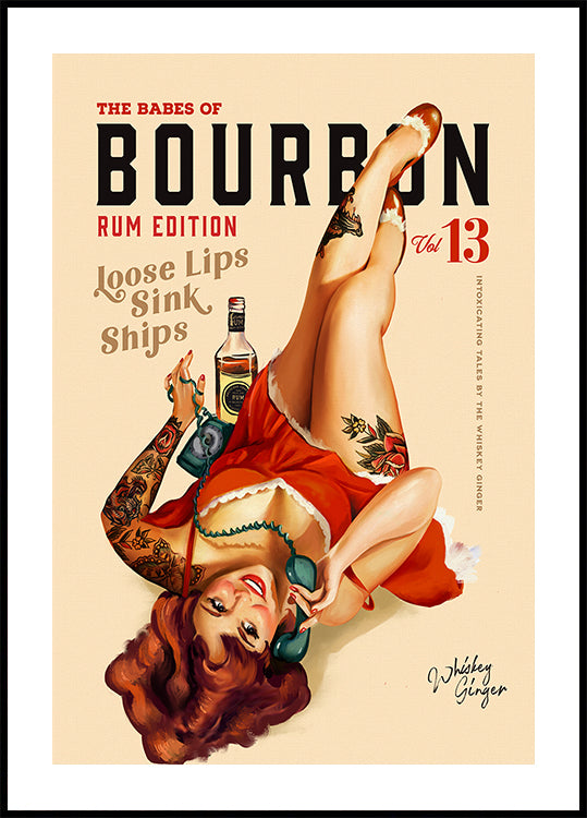 Babes of Bourbon Vol 13 Rum Drinking Pinup Girl Art Poster