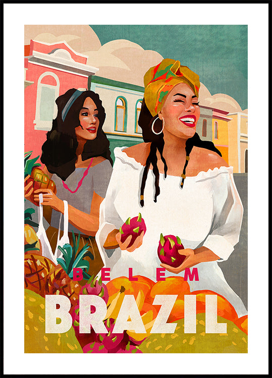 Belem Brazil Colorful Travel Art Poster