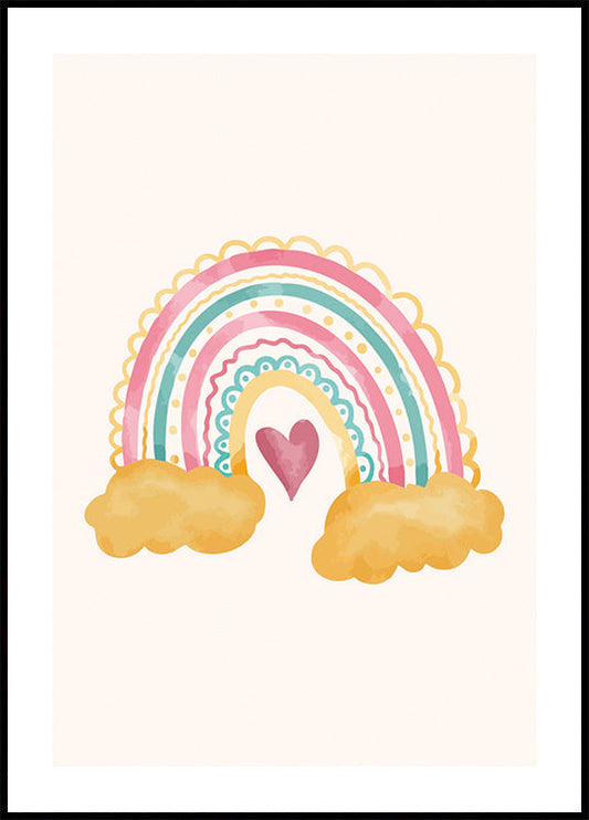 Colorful Rainbow and Heart Design Poster