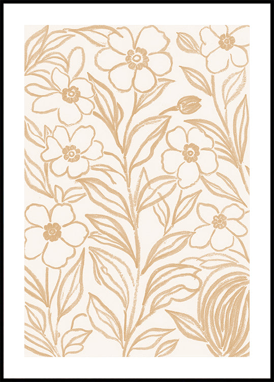 Beige Botanical Blooms Poster