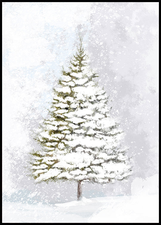 Lone fir in the snow Poster