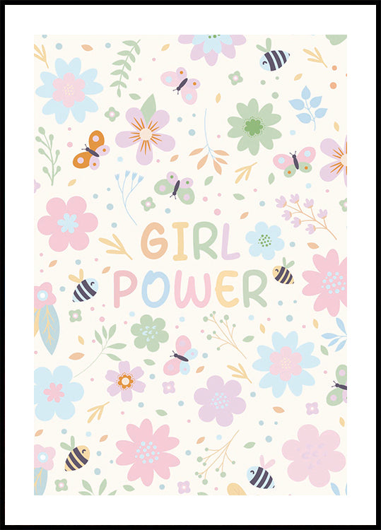 Girl Power Floral Pastel Poster