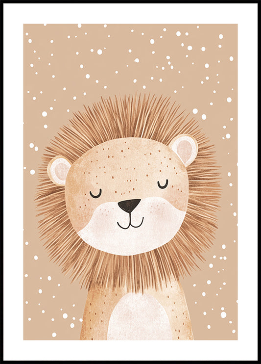 Sleepy Lion In Snow Poster