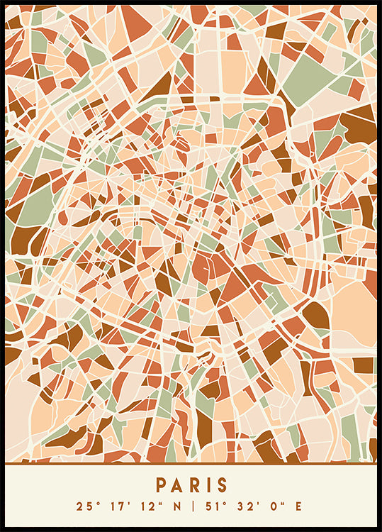 Black Maps Earth Tones 64 Poster