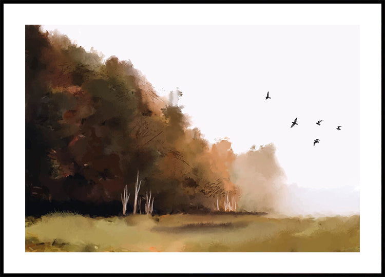 Autumn Watercolor Landscape Poster