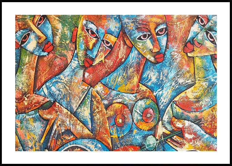 Vibrant Abstract Expressionist Faces Poster