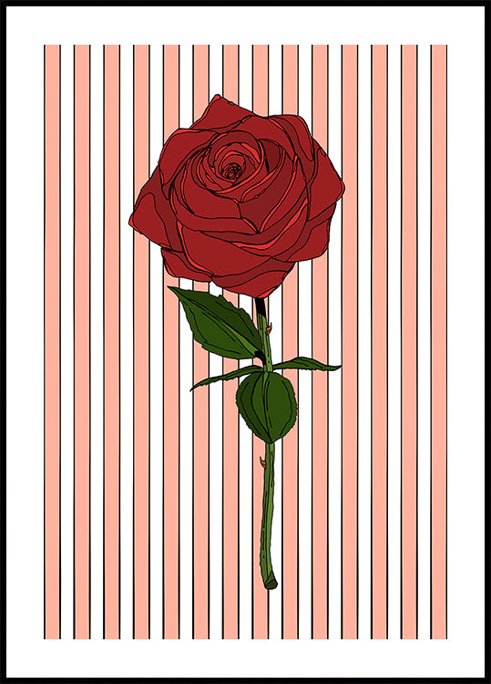 Red Roses And Lush Green Leaves Poster
