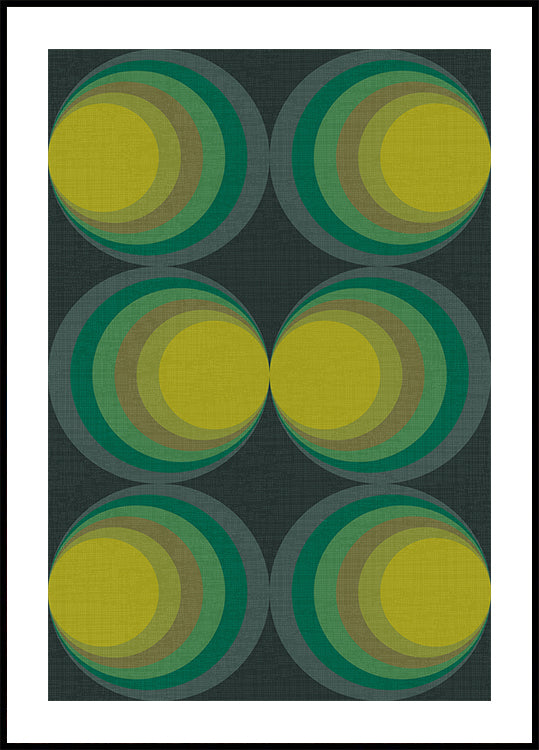 Retro Gradient Circles Forest Green Sulphur Poster