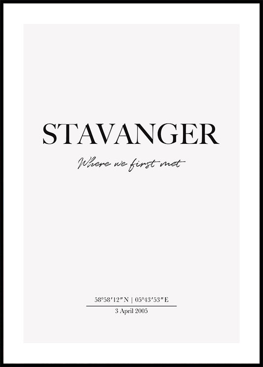 Romantic Coordinates, Where We First Met, Custom Location Poster