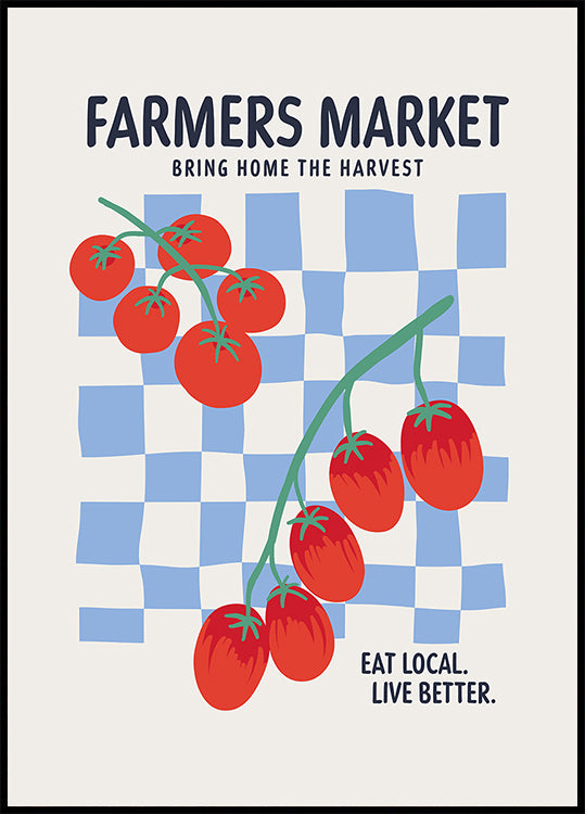 Farmers Market Tomatoes Blue Poster