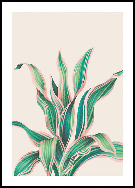 Tropical Green Pink Plant Poster