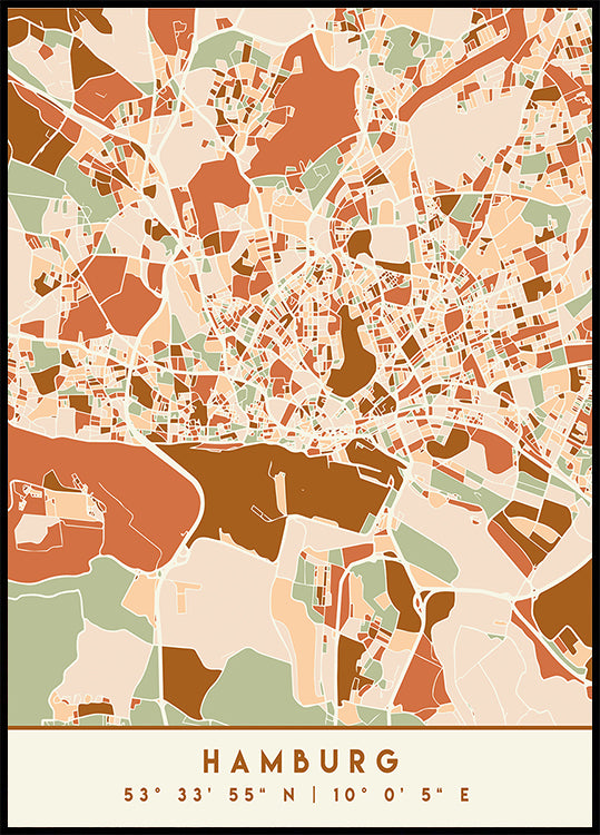 Black Maps Earth Tones 31 Poster