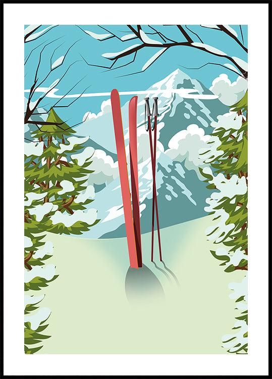 Mountain Top Skiing Poster