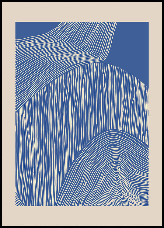Modern Blue Abstract Vertical Pattern Poster