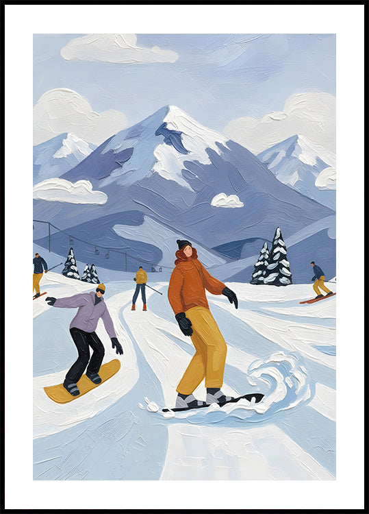 Skiing with friends Poster