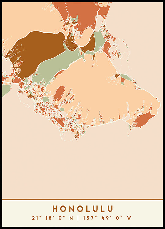 Black Maps Earth Tones 33 Poster