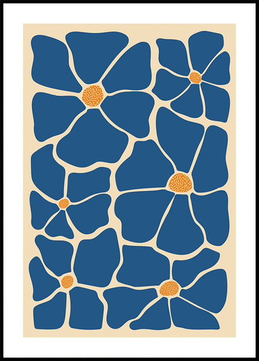 Abstract Blue Floral Poster