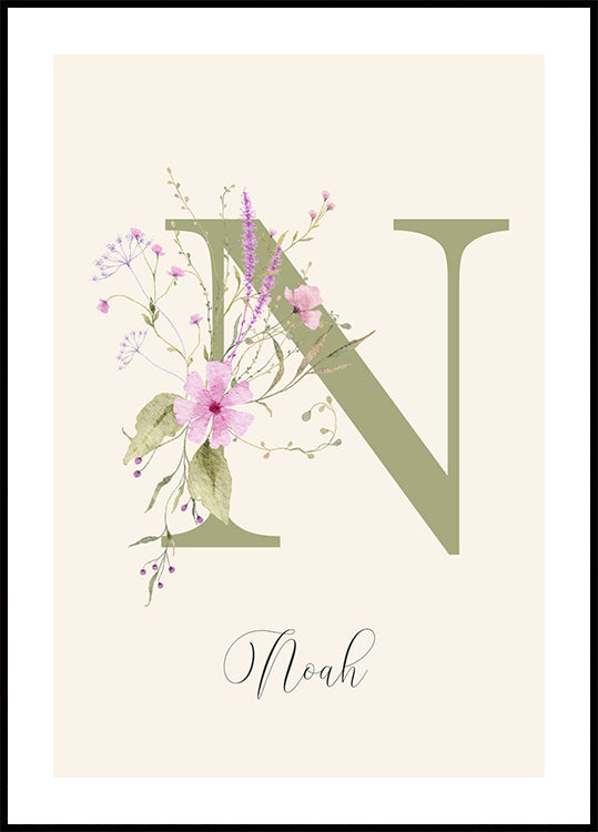 Personalized Wildflower Name Poster