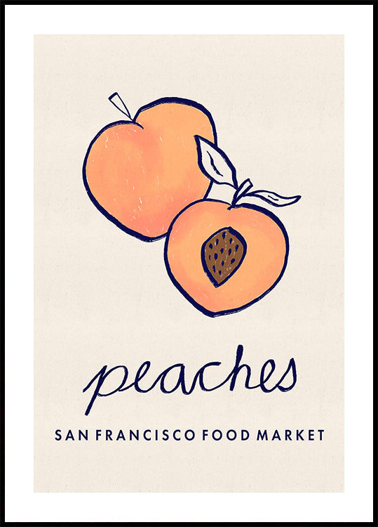 Food Art - Peaches San Francisco Food Market Poster