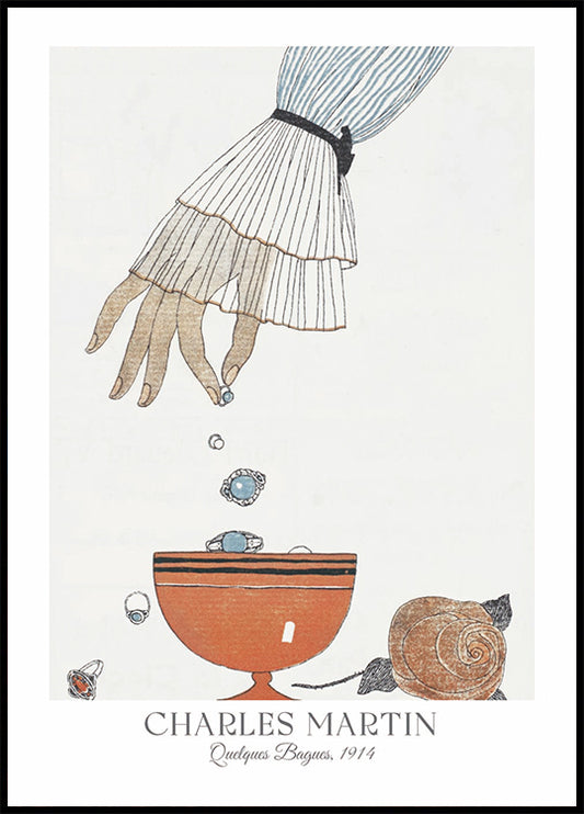 Quelques Bagues, Jewelry Illustration Charles Martin Poster