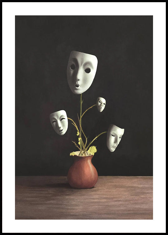 Masked Emotions, surreal plant Poster