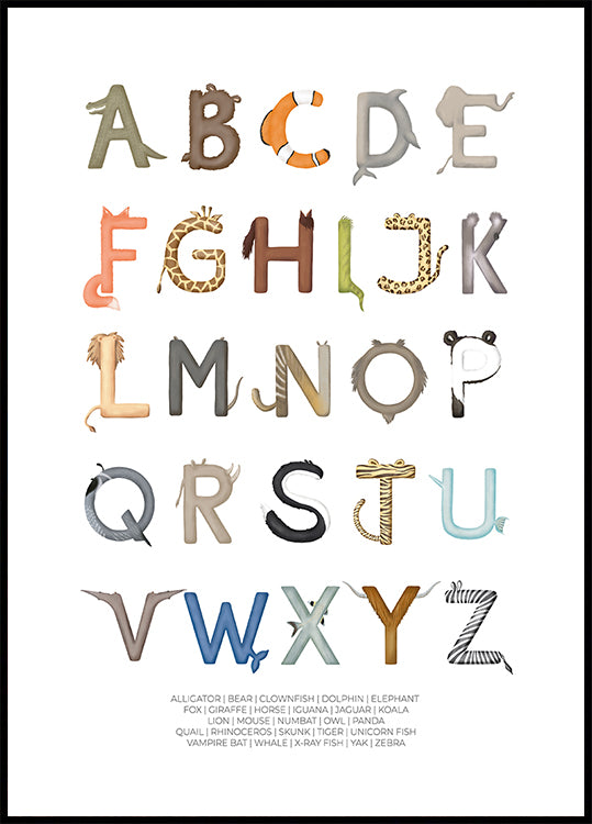 Animal Letters ABC Poster