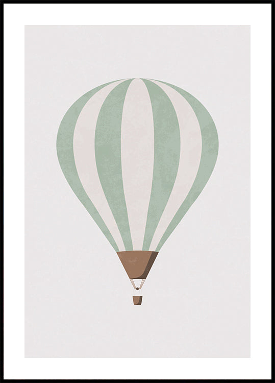 Green Hot Air Balloon Poster