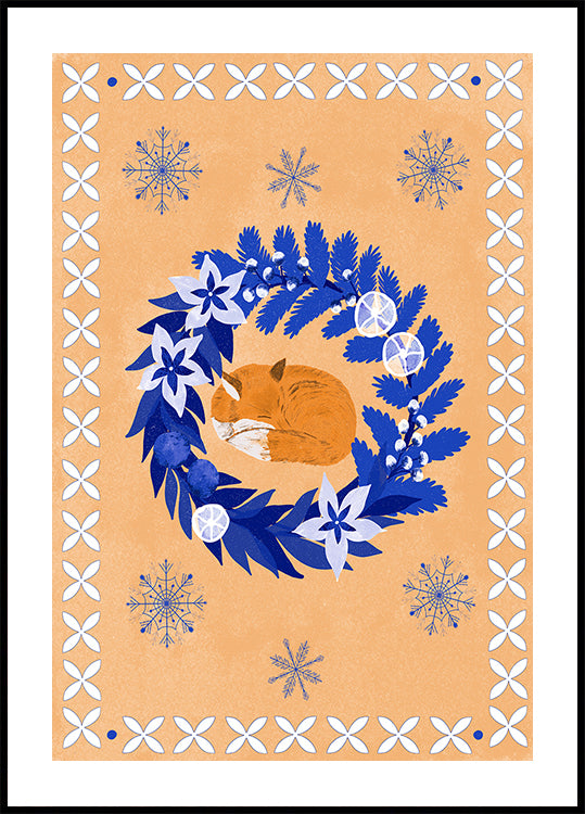 Folk Winter Fox Poster