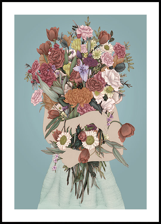 Gathering a Garden Teal Large  Poster