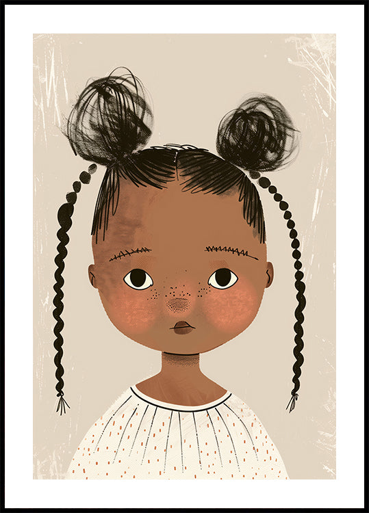 Black girl With Buns And Braids Poster