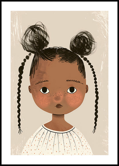 Black girl With Buns And Braids Poster