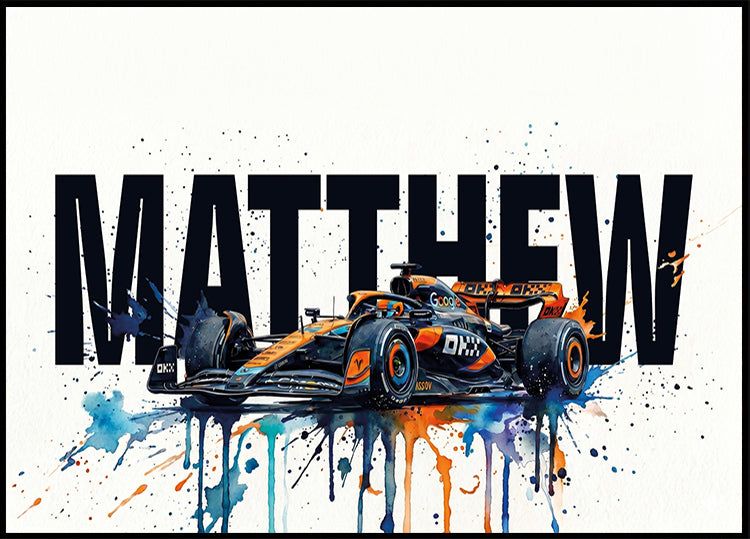 Racing Car with Name Personal Poster