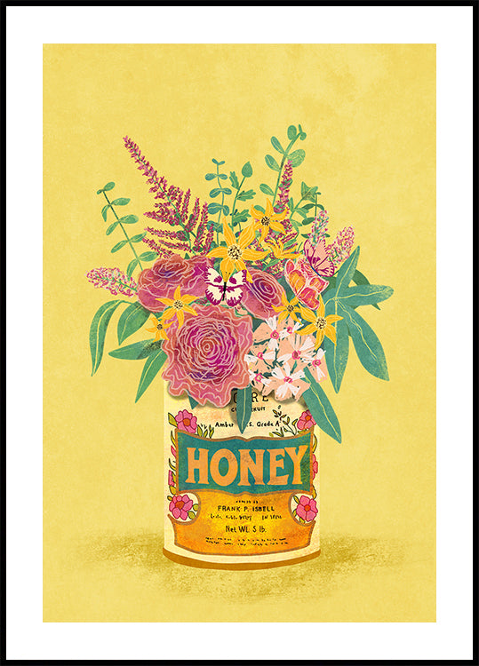 Flowers In a vintage Honey Can