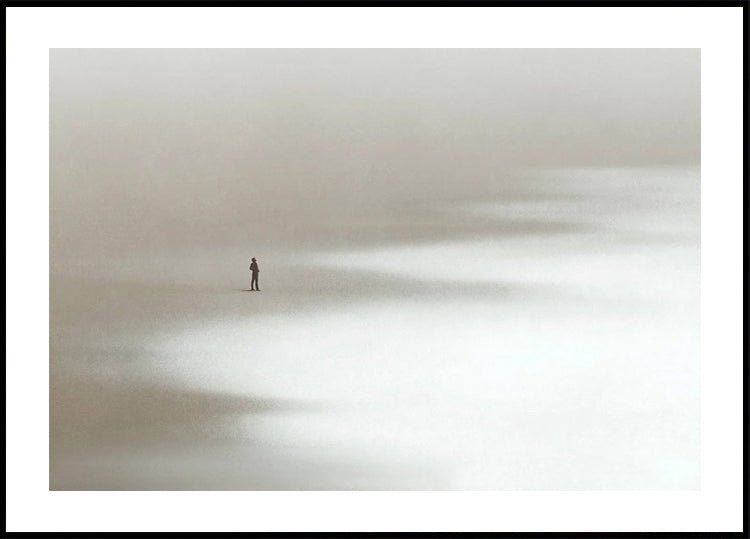 Lonely Man Walking the Beach Poster