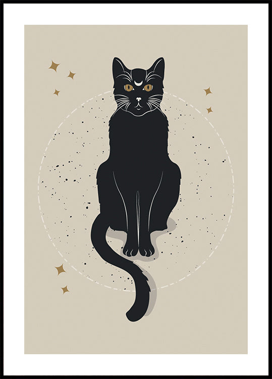 Moon Cat, Mystical Black Cat Poster