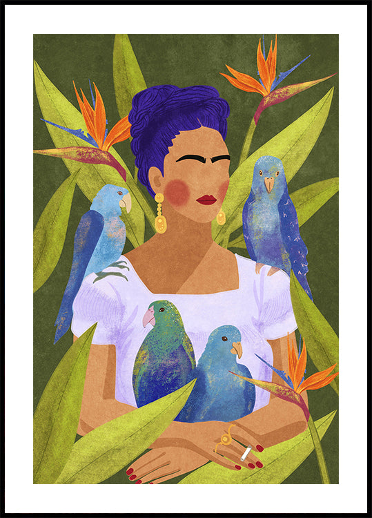 Frida and birds Poster
