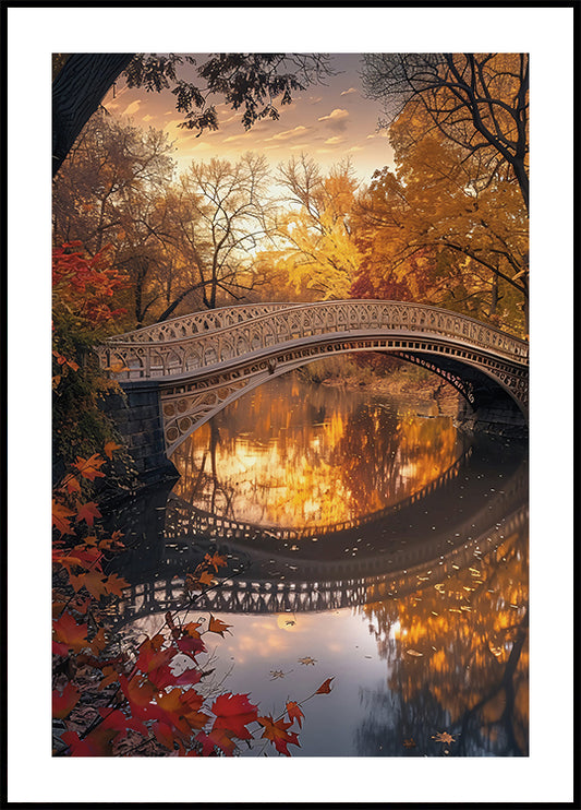 Autumn Park Bridge Poster