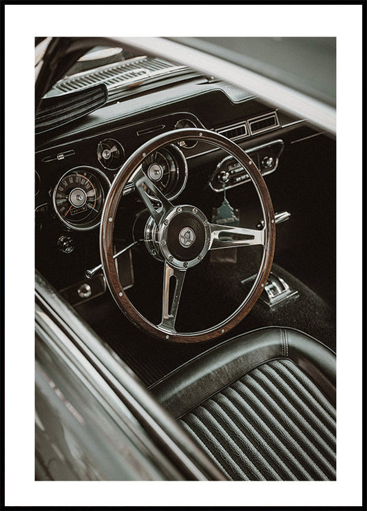 Vintage Car Steering Wheel Poster