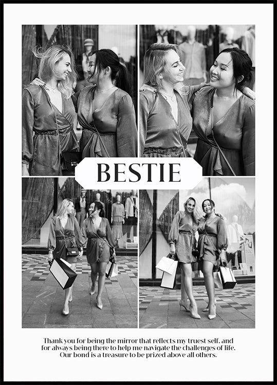 Best Friend Personalized Black and White Collage Poster