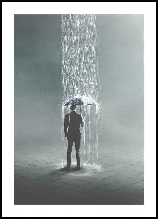 Isolated Rainfall, Suit and Umbrella Poster