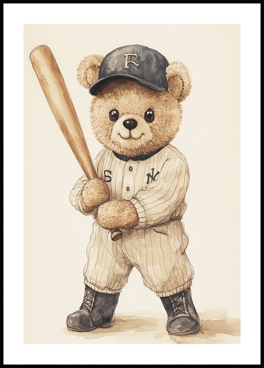 Baseball Bear Poster