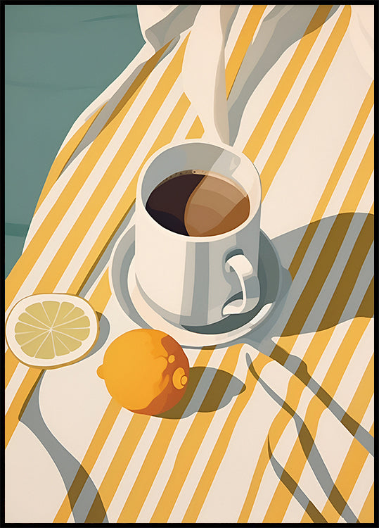 Morning Coffee & Lemons, Minimalist Summer Poster