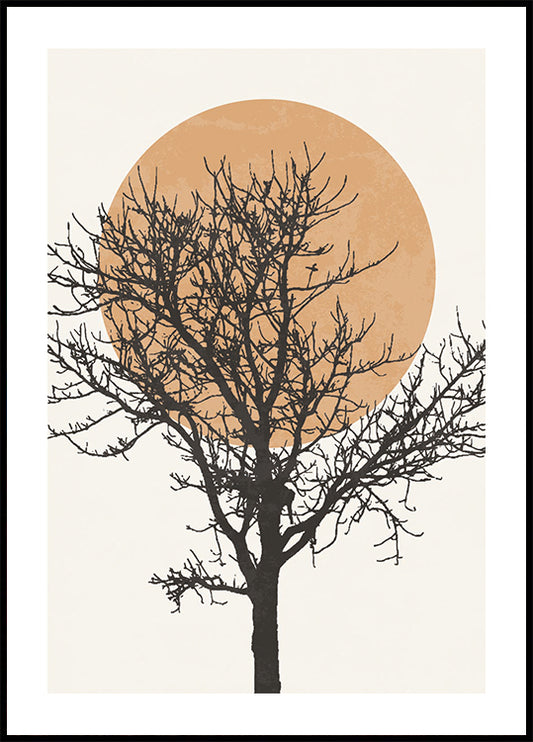 Tree Silhouette and Sun Poster