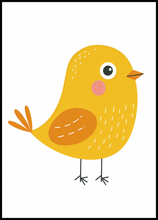 Cute Yellow Bird Illustration Poster
