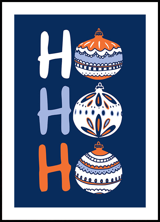 HoHoHo Cheerful little Christmas Illustration blue Poster