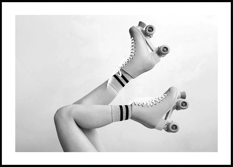 Retro Roller Skates, Black and White Aesthetic Poster