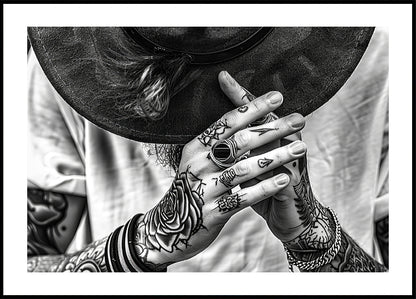 Tattooed Hands and Hat Poster